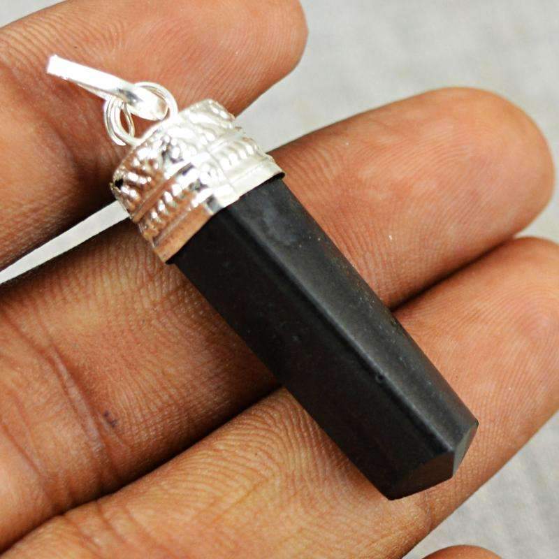 gemsmore:Natural Black Spinel Healing Point Pendant
