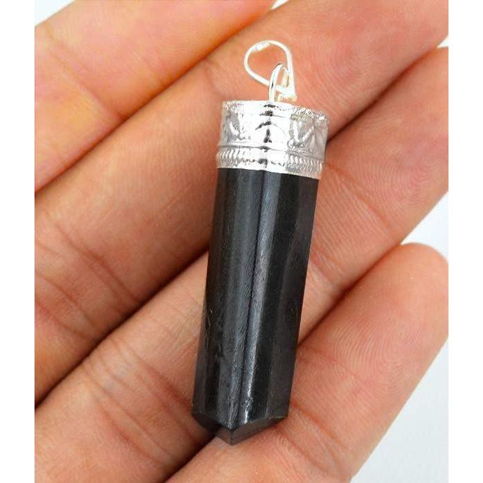 gemsmore:Natural Black Spinel Meditation Point Pendant