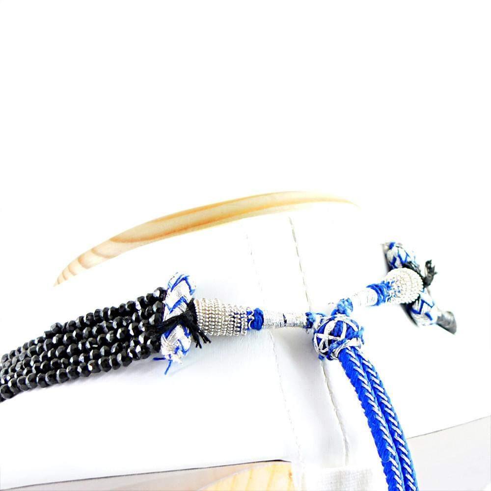 gemsmore:Natural Black Spinel Necklace 5 Strand Untreated Beads