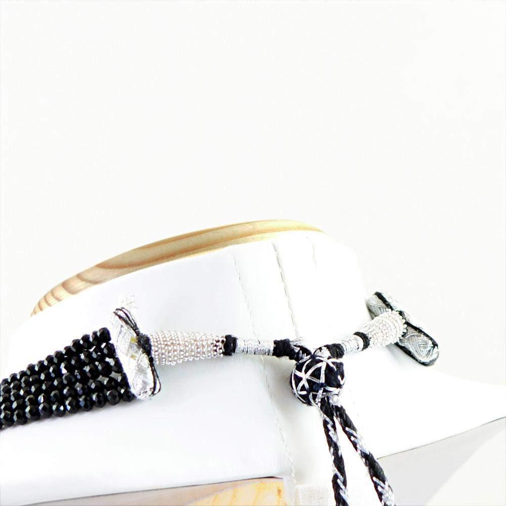 gemsmore:Natural Black Spinel Necklace Faceted 5 Strand Round Shape Beads