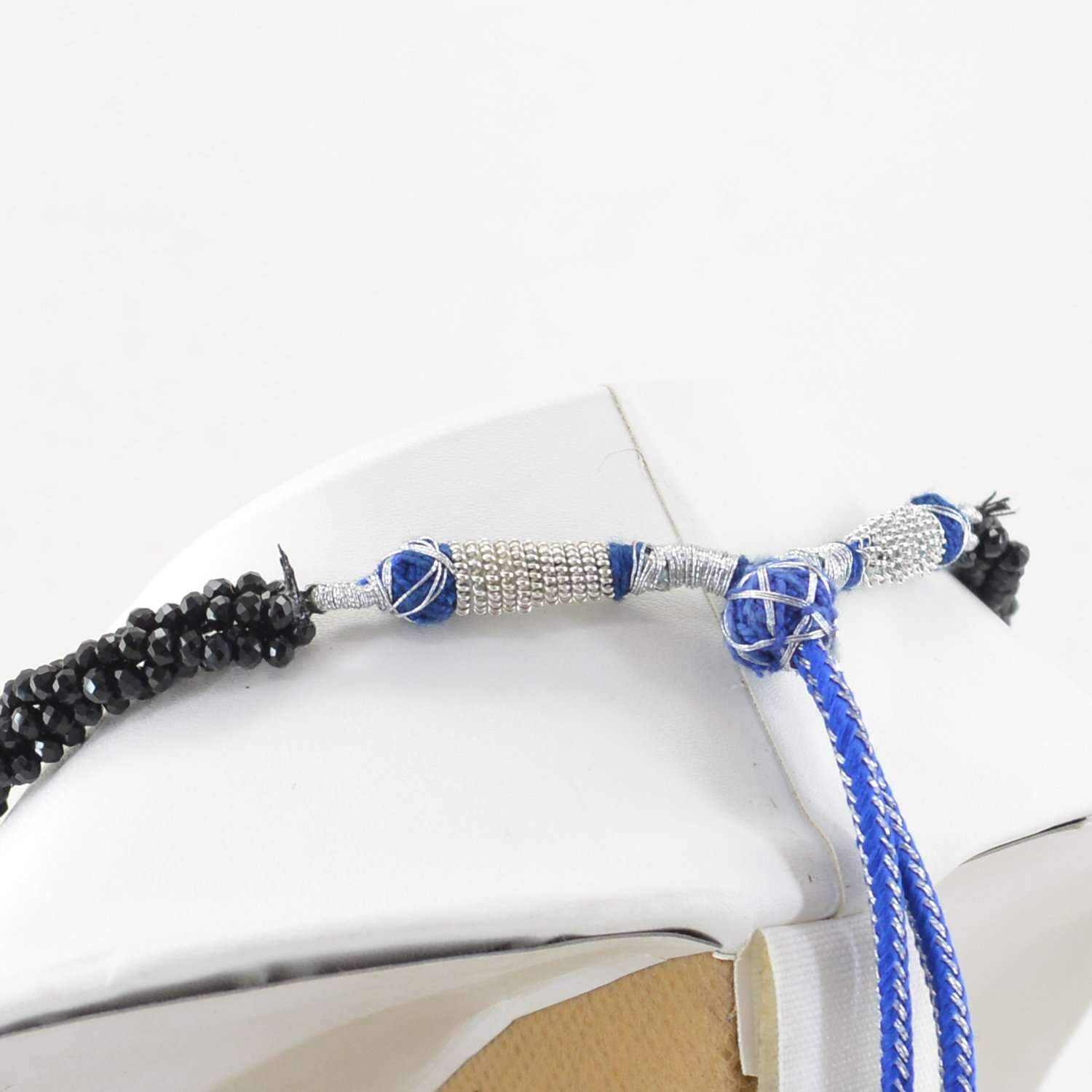 gemsmore:Natural Black Spinel Necklace Faceted Round Beads - 20 Inches Long