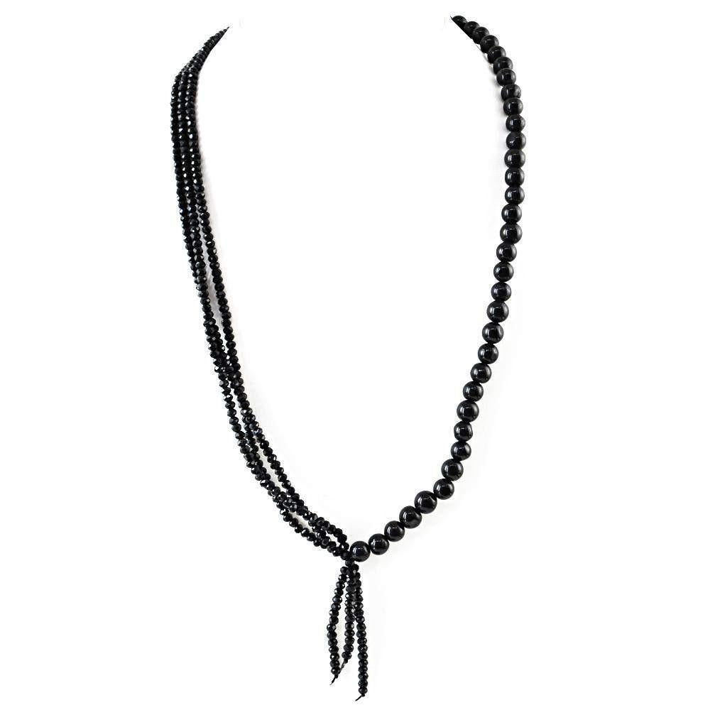 gemsmore:Natural Black Spinel Necklace Round Cut Untreated Beads