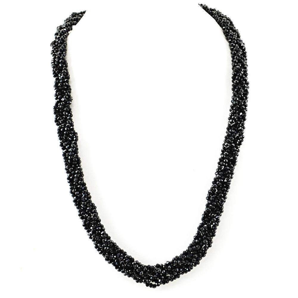 gemsmore:Natural Black Spinel Necklace Round Shape Faceted Beads
