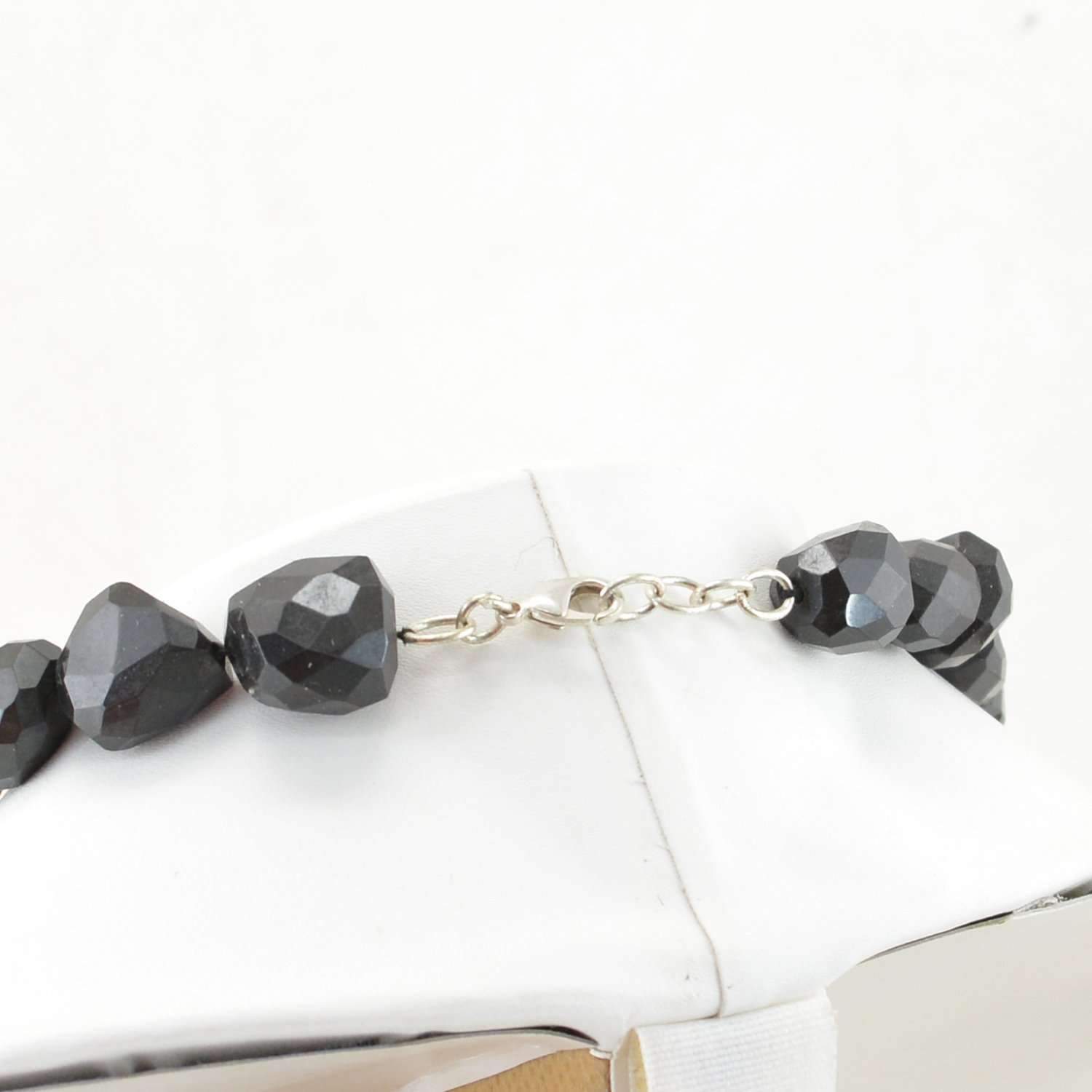 gemsmore:Natural Black Spinel Necklace Single Strand Faceted Beads