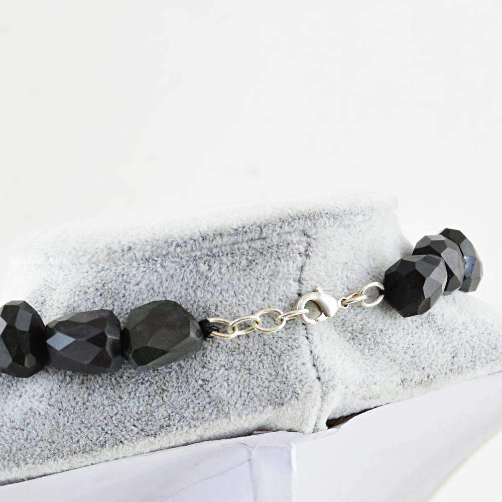 gemsmore:Natural Black Spinel Necklace Untreated Faceted Beads