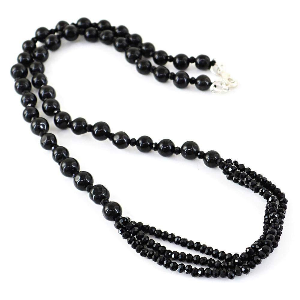 gemsmore:Natural Black Spinel Necklace Untreated Round Cut Beads