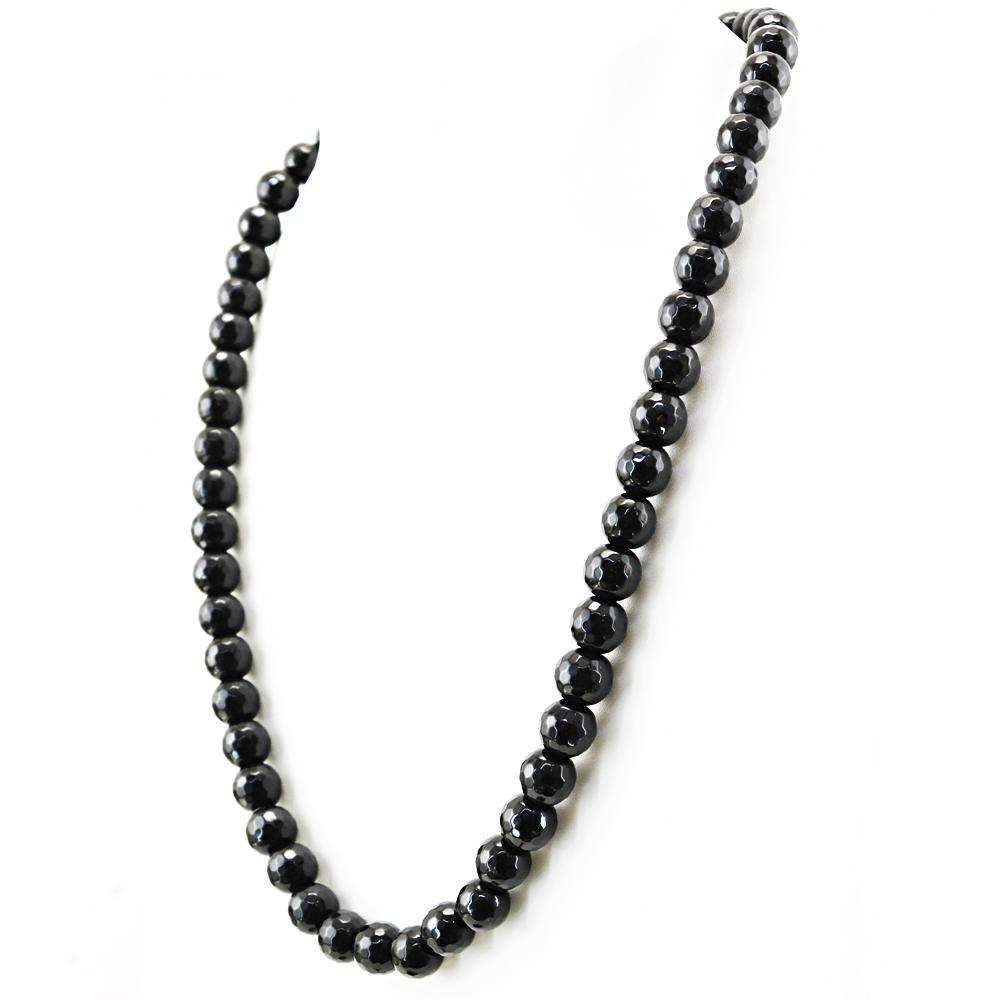 gemsmore:Natural Black Spinel Necklace Untreated Round Cut Beads