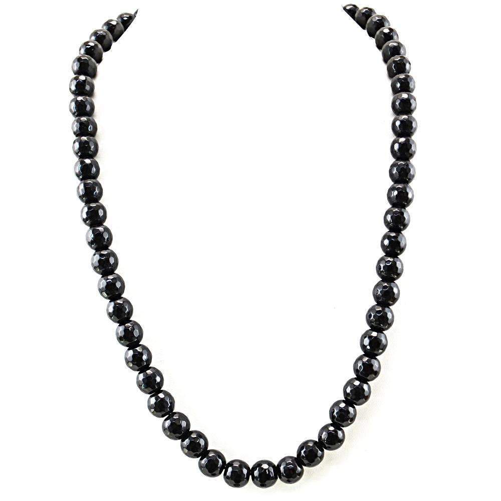 gemsmore:Natural Black Spinel Necklace Untreated Round Cut Beads