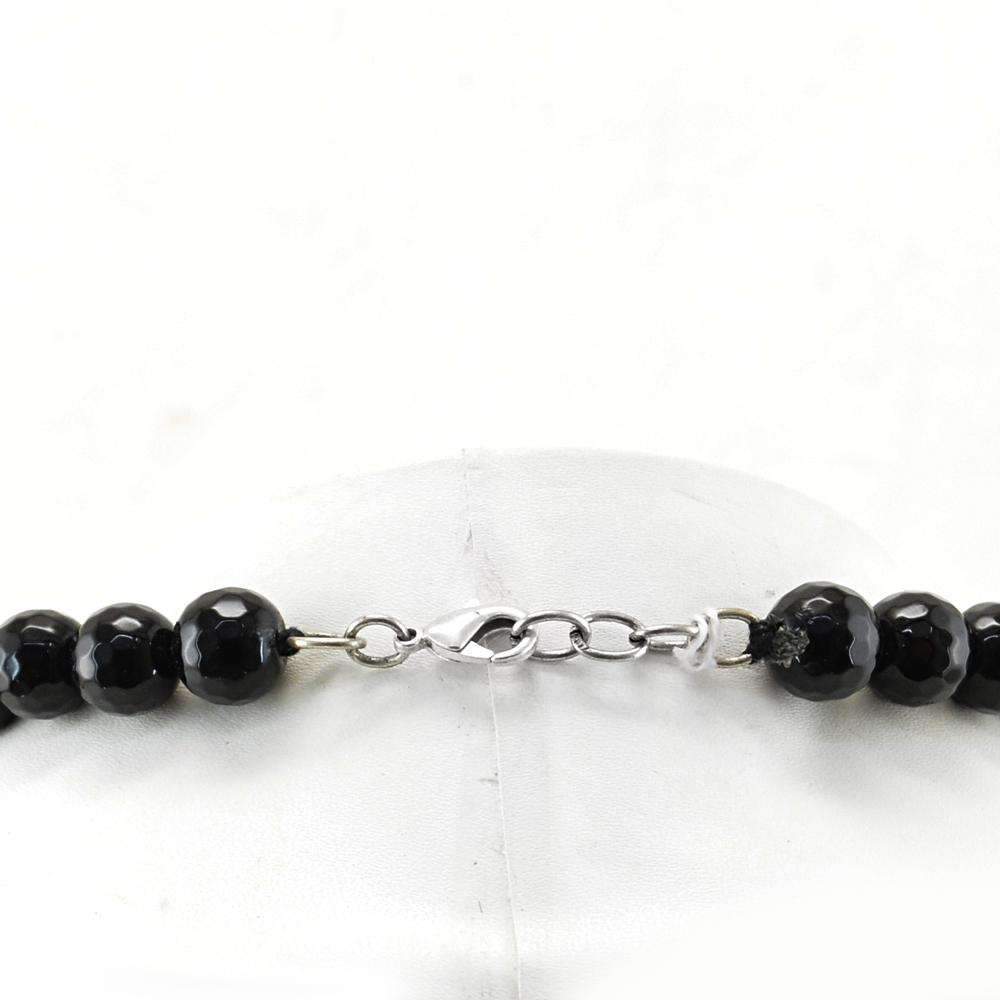 gemsmore:Natural Black Spinel Necklace Untreated Round Cut Beads