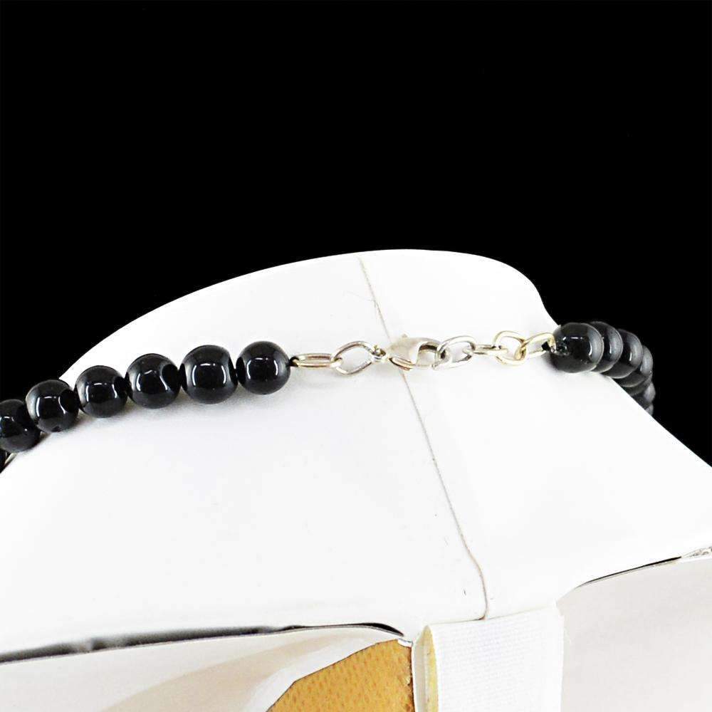 gemsmore:Natural Black Spinel Necklace Untreated Round Shape Beads
