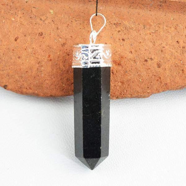 gemsmore:Natural Black Spinel Reiki Healing Point Pendant