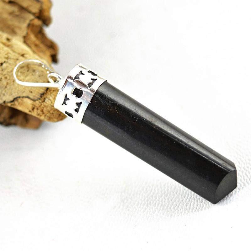 gemsmore:Natural Black Spinel Untreated Healing Point Pendant