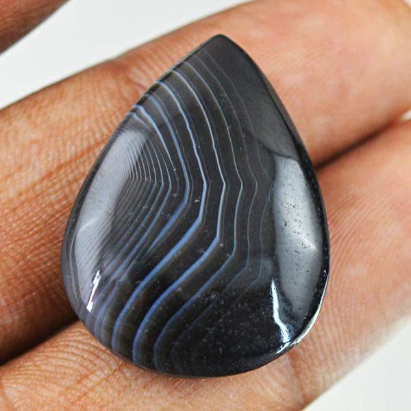 gemsmore:Natural Black Striped Onyx Pear Shape Gemstone
