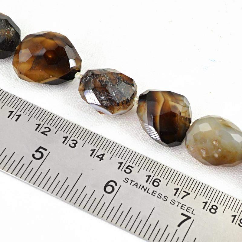 gemsmore:Natural Black & White Onyx Beads Strand