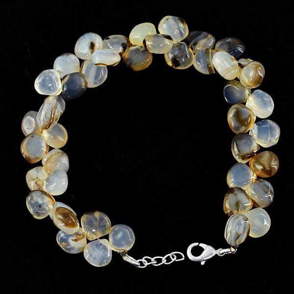 gemsmore:Natural Black & White Onyx Bracelet