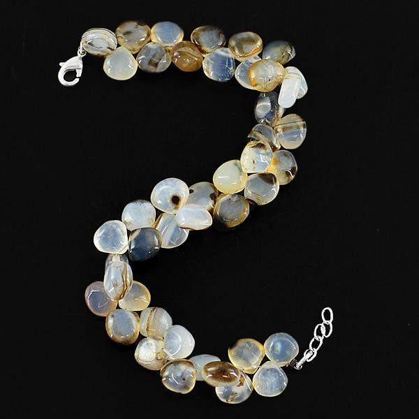 gemsmore:Natural Black & White Onyx Bracelet