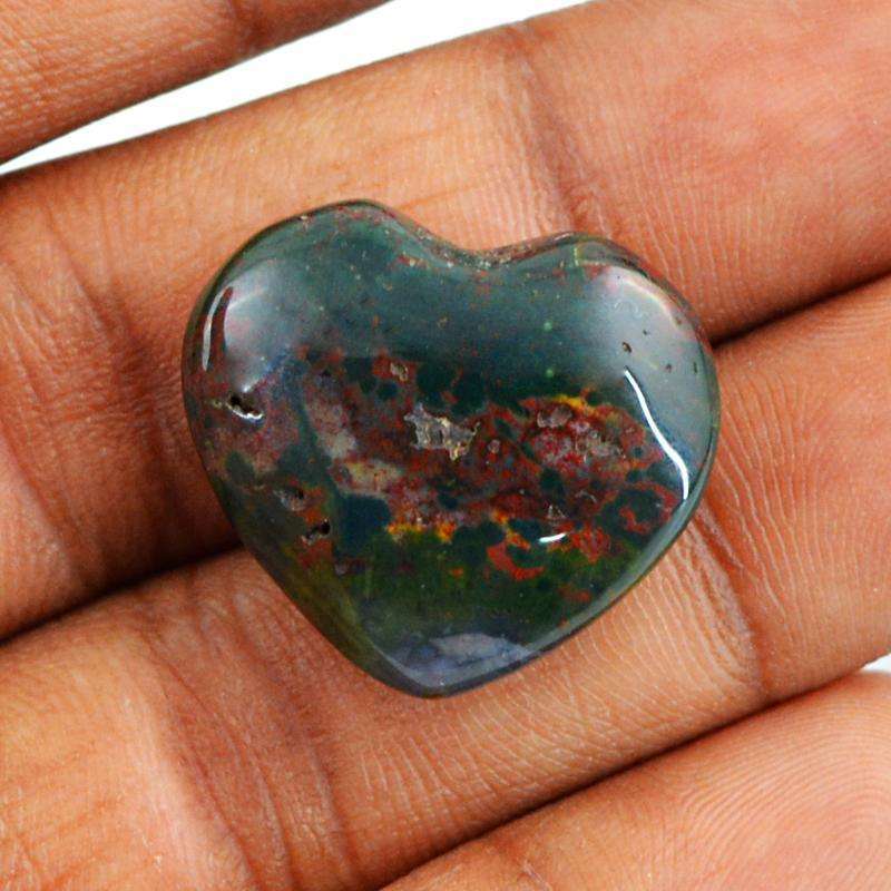 gemsmore:Natural Blood Green Jasper Gemstone - Heart Shape