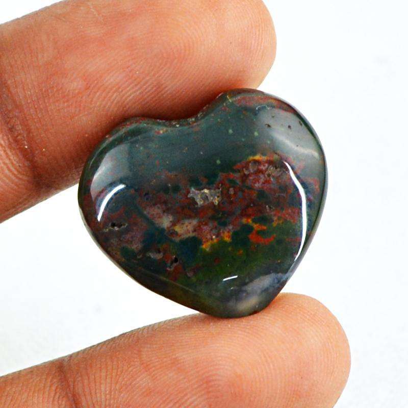 gemsmore:Natural Blood Green Jasper Gemstone - Heart Shape