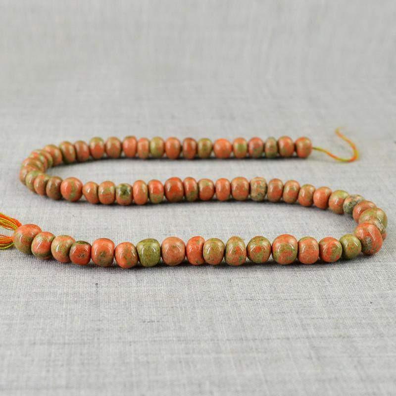 gemsmore:Natural Blood Green Unakite Round Beads Strand