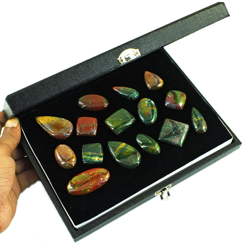 gemsmore:Natural Bloodstone Untreated Gemstone Cabochon Lot