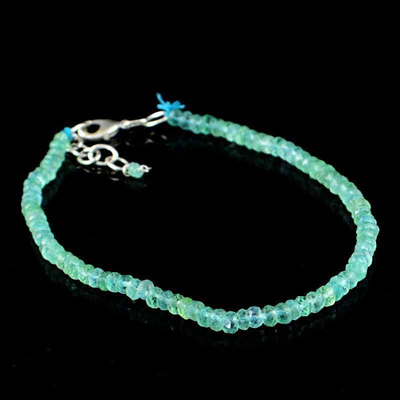 gemsmore:Natural Blue Apatite Bracelet Round Shape Faceted Beads
