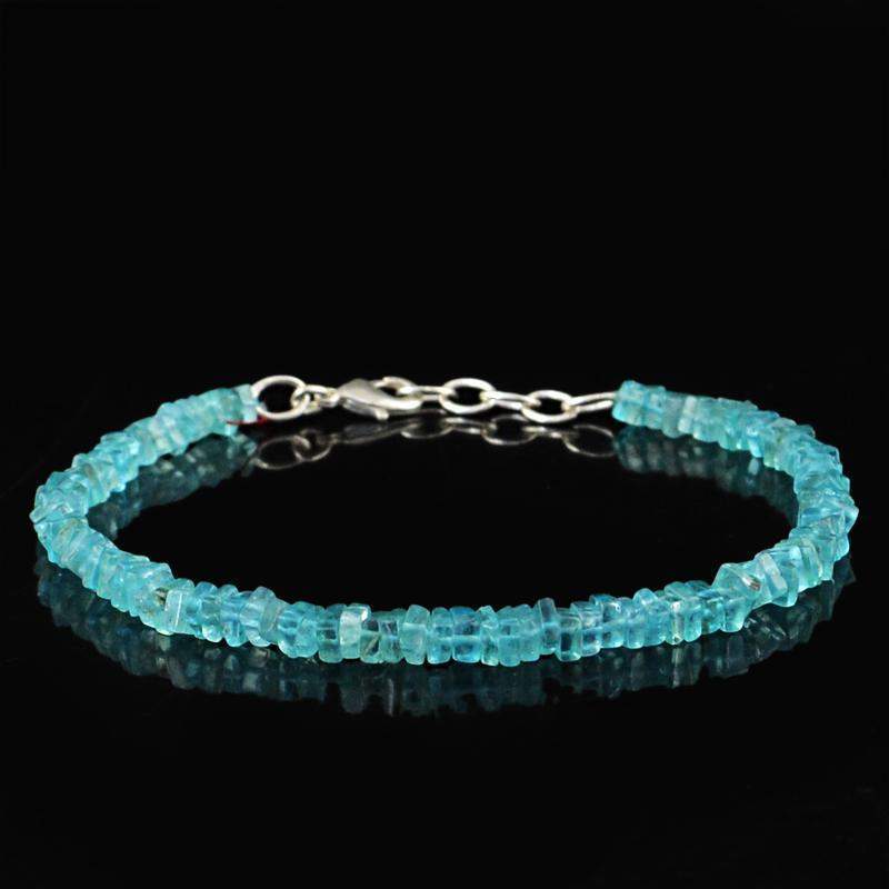 gemsmore:Natural Blue Apatite Bracelet Untreated Beads