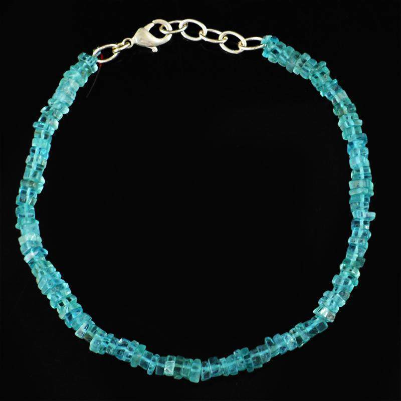 gemsmore:Natural Blue Apatite Bracelet Untreated Beads
