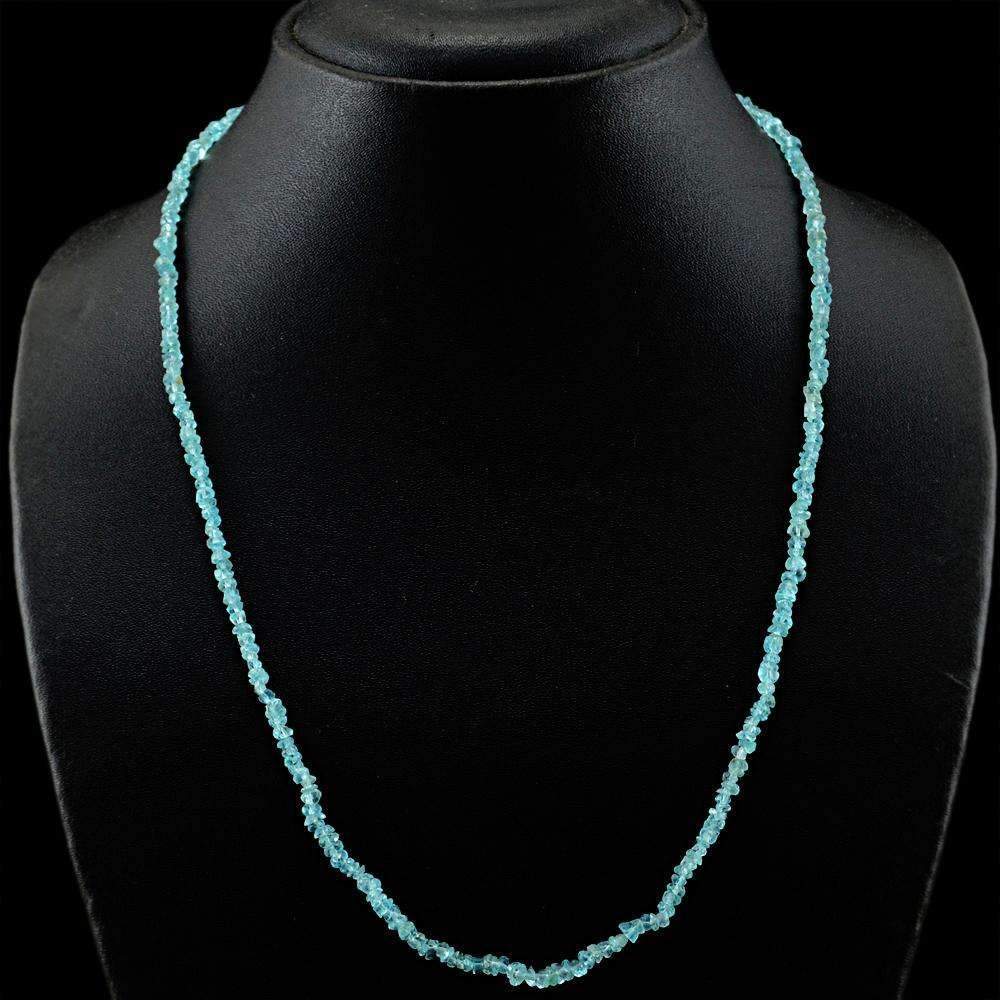 gemsmore:Natural Blue Apatite Necklace Round Shape Faceted Beads