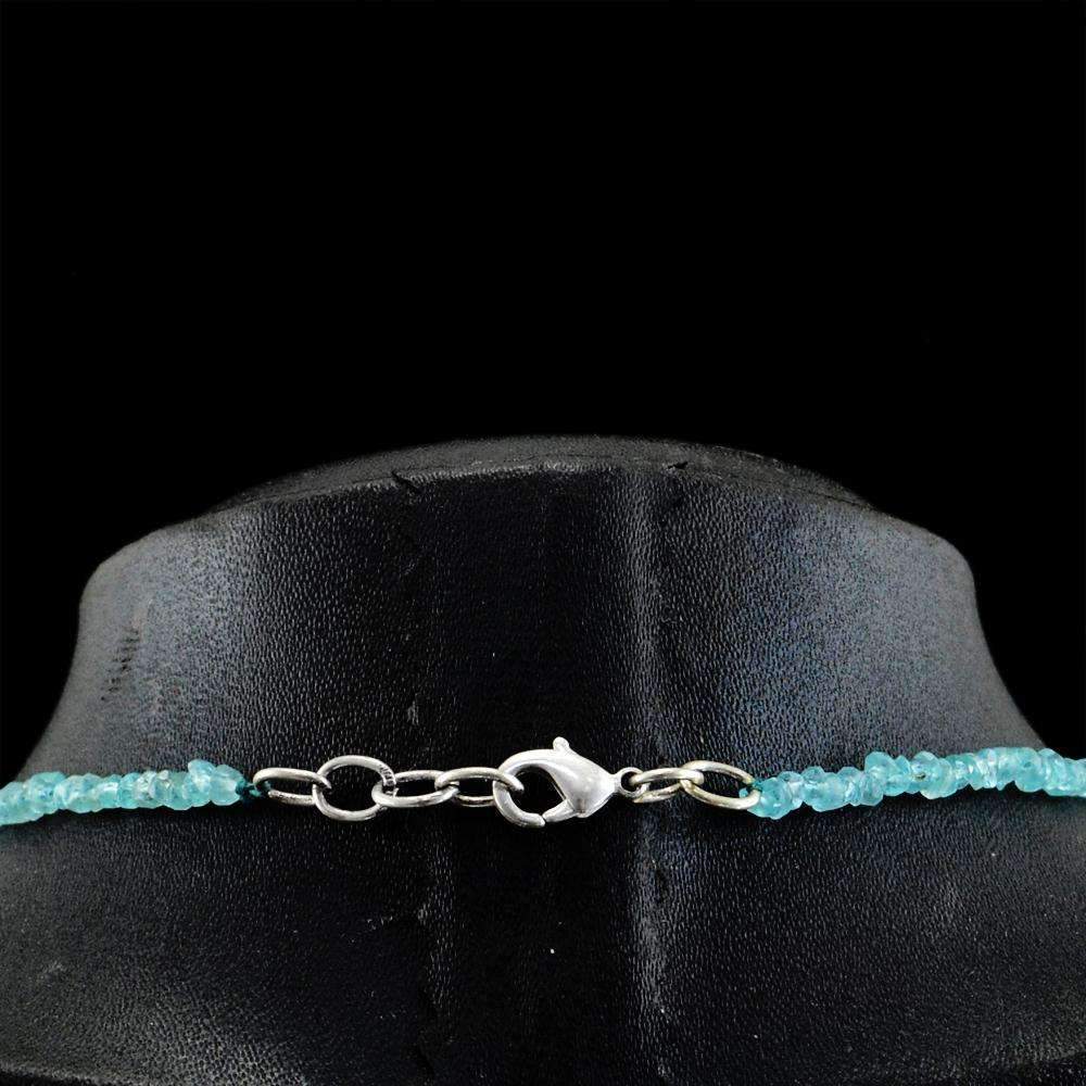 gemsmore:Natural Blue Apatite Necklace Round Shape Faceted Beads