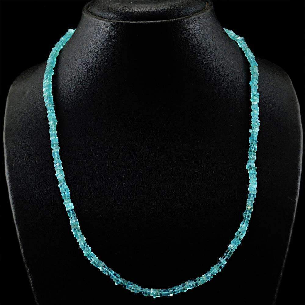gemsmore:Natural Blue Apatite Necklace Single Strand Untreated Beads
