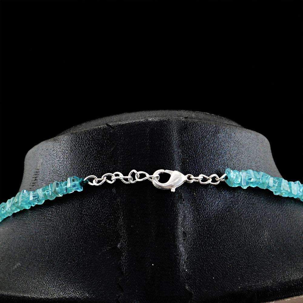 gemsmore:Natural Blue Apatite Necklace Single Strand Untreated Beads