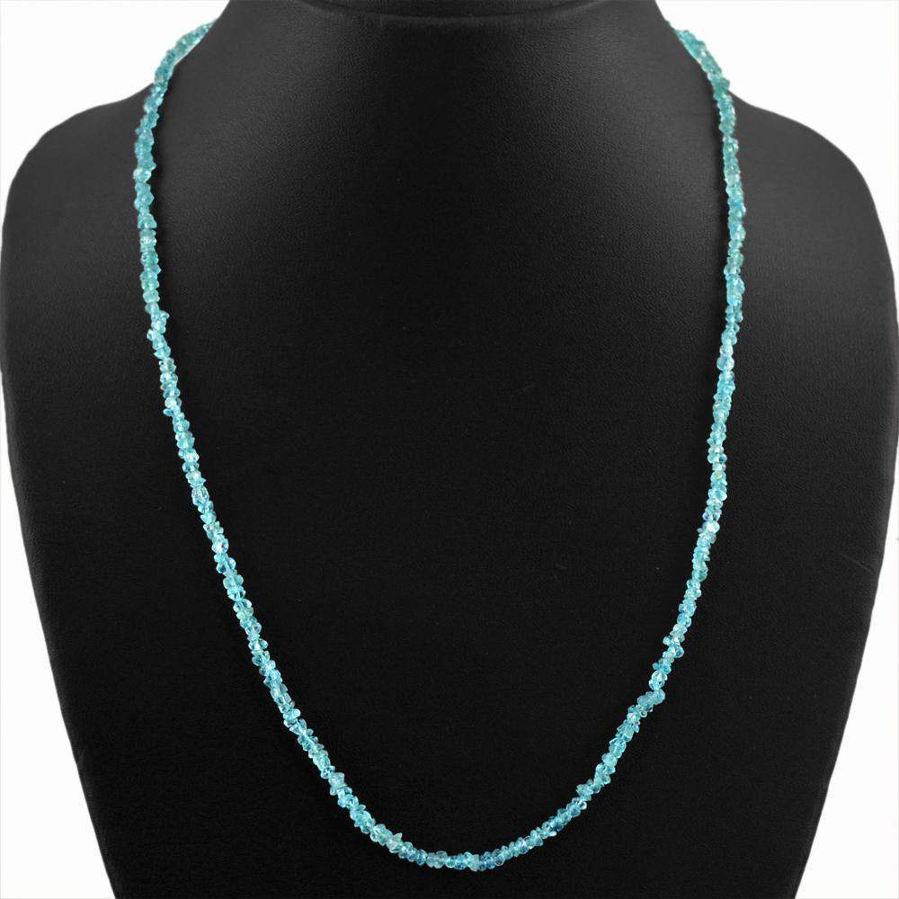 gemsmore:Natural Blue Apatite Necklace Untreated Faceted Beads