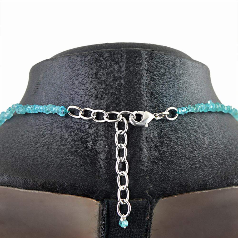 gemsmore:Natural Blue Apatite Necklace Untreated Faceted Beads
