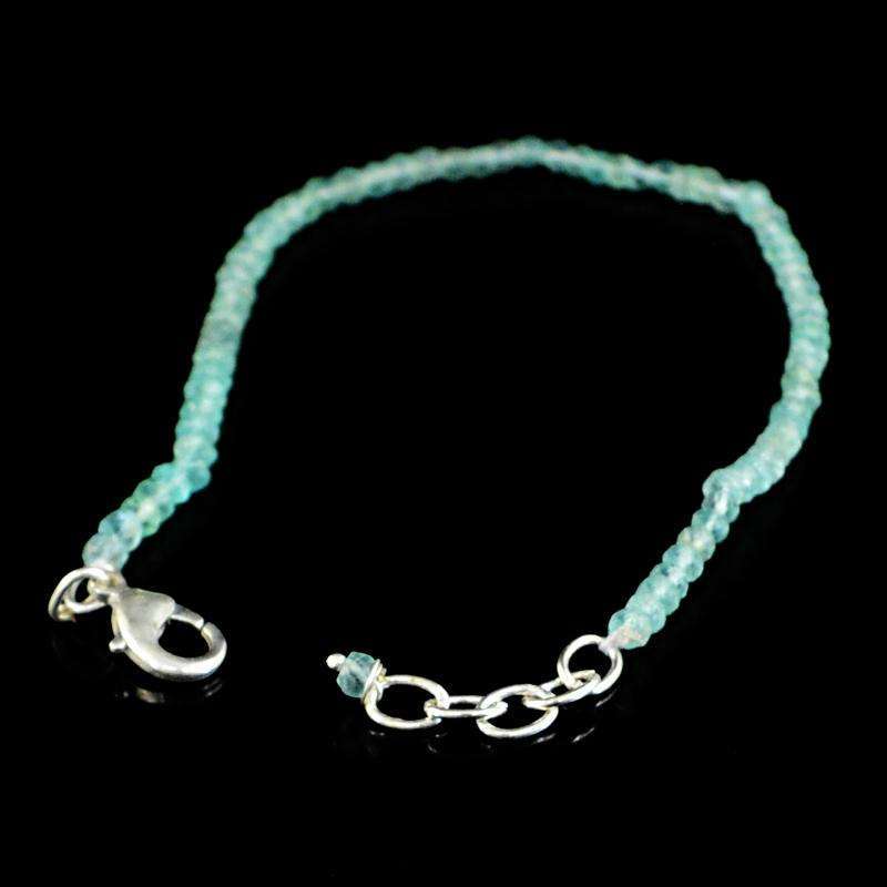 gemsmore:Natural Blue Aquamarine Bracelet Faceted Round Shape Beads