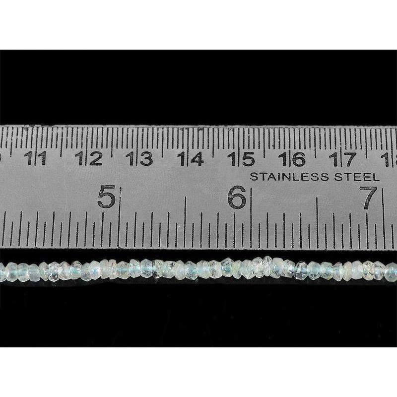 gemsmore:Natural Blue Aquamarine Drilled Beads Strand Round Shape Faceted
