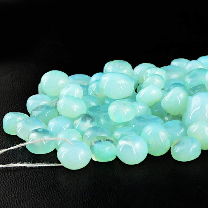 gemsmore:Natural Blue Chalcedony Drilled Beads Lot