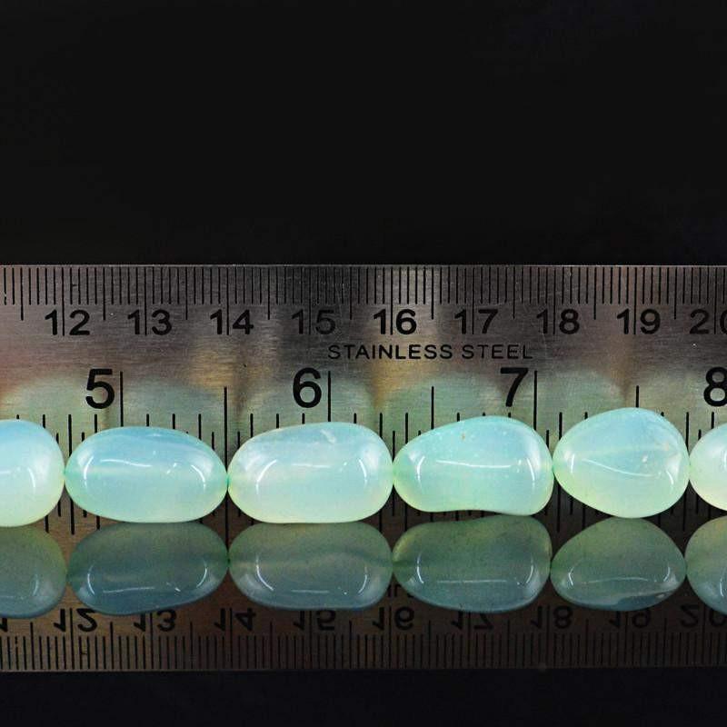 gemsmore:Natural Blue Chalcedony Drilled Beads Strand