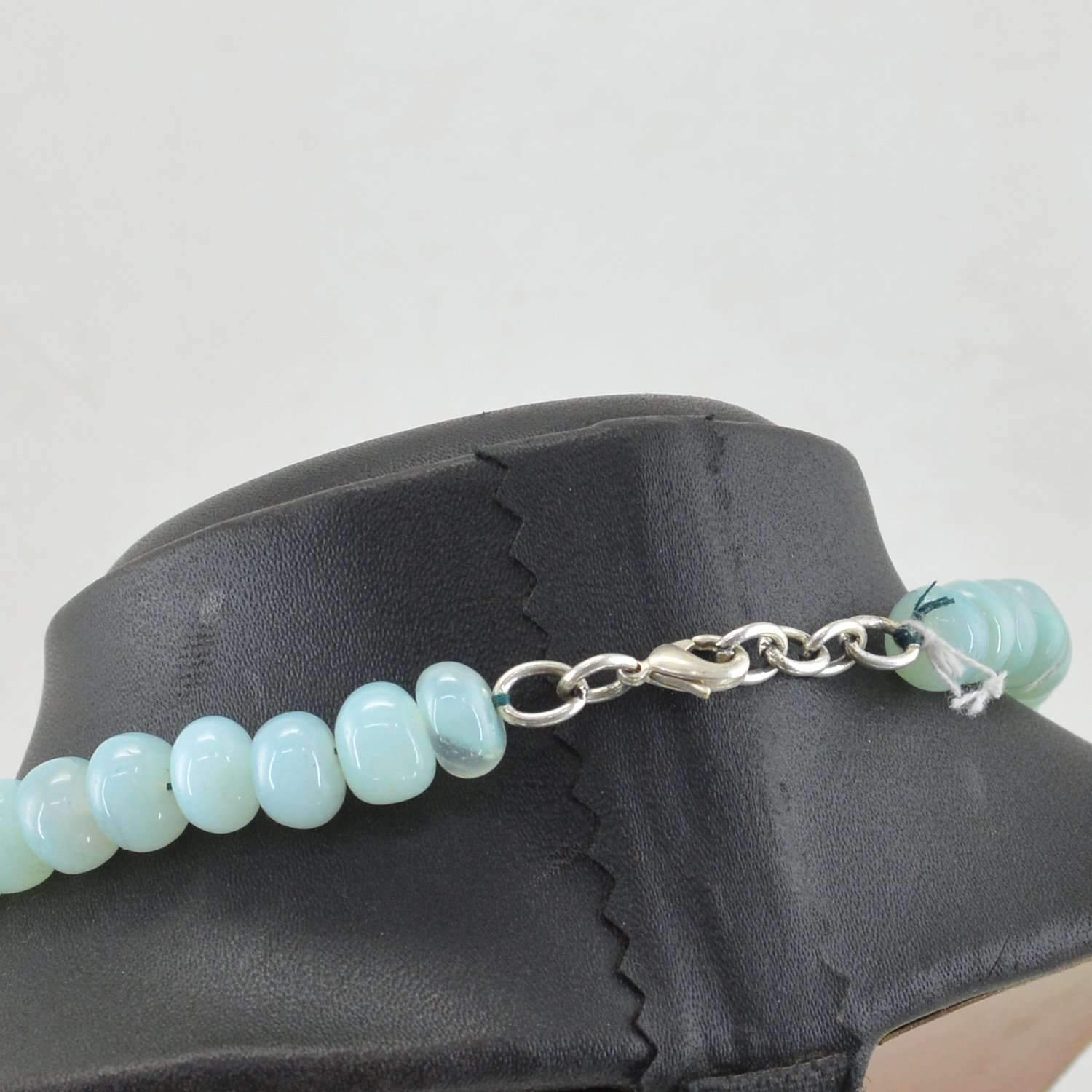 gemsmore:Natural Blue Chalcedony Necklace Round Beads - 20 Inches Long