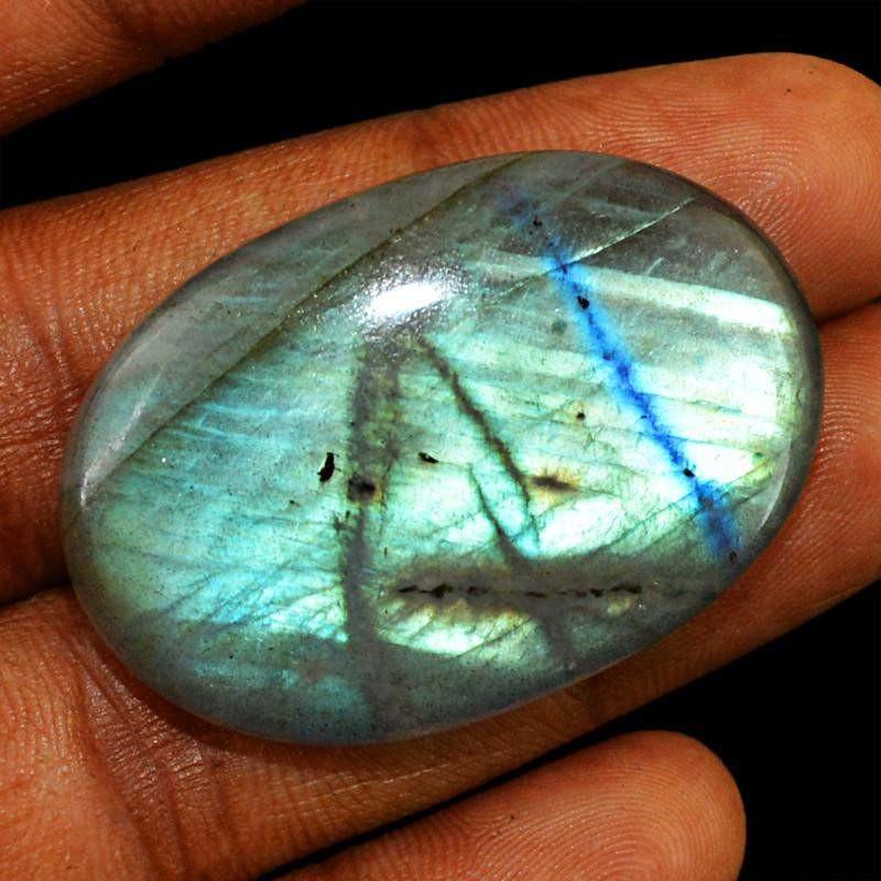 gemsmore:Natural Blue Color Flash Labradorite Oval Shape Gemstone