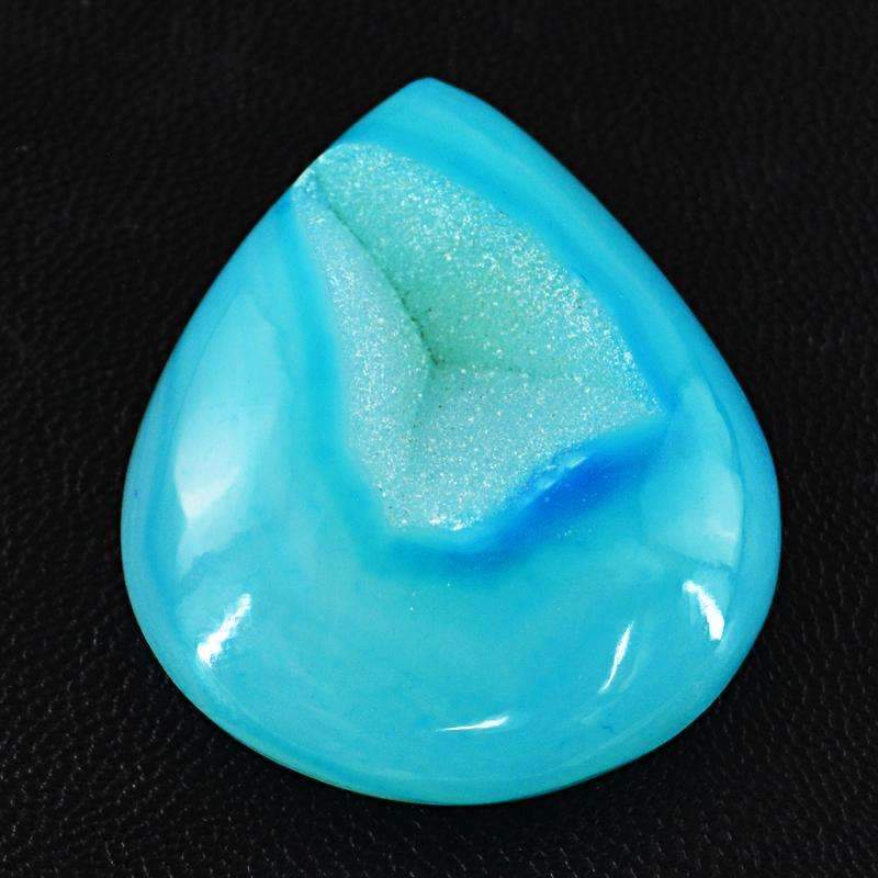gemsmore:Natural Blue Druzy Onyx Gemstone Genuine Pear Shape