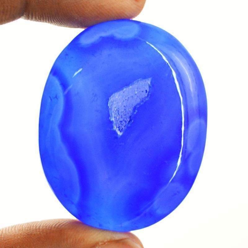 gemsmore:Natural Blue Druzy Onyx Gemstone Oval Shape - Amazing