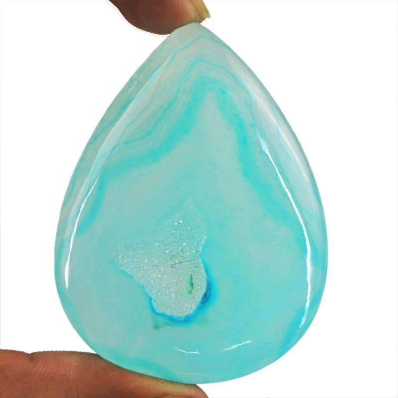 gemsmore:Natural Blue Druzy Onyx Gemstone Pear Shape