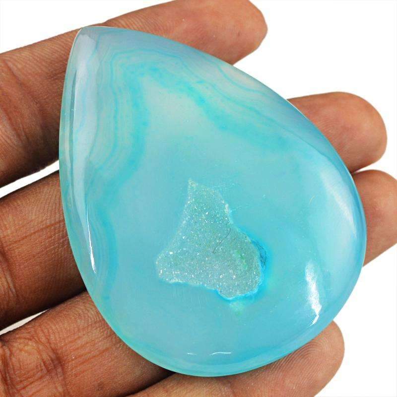 gemsmore:Natural Blue Druzy Onyx Gemstone Pear Shape
