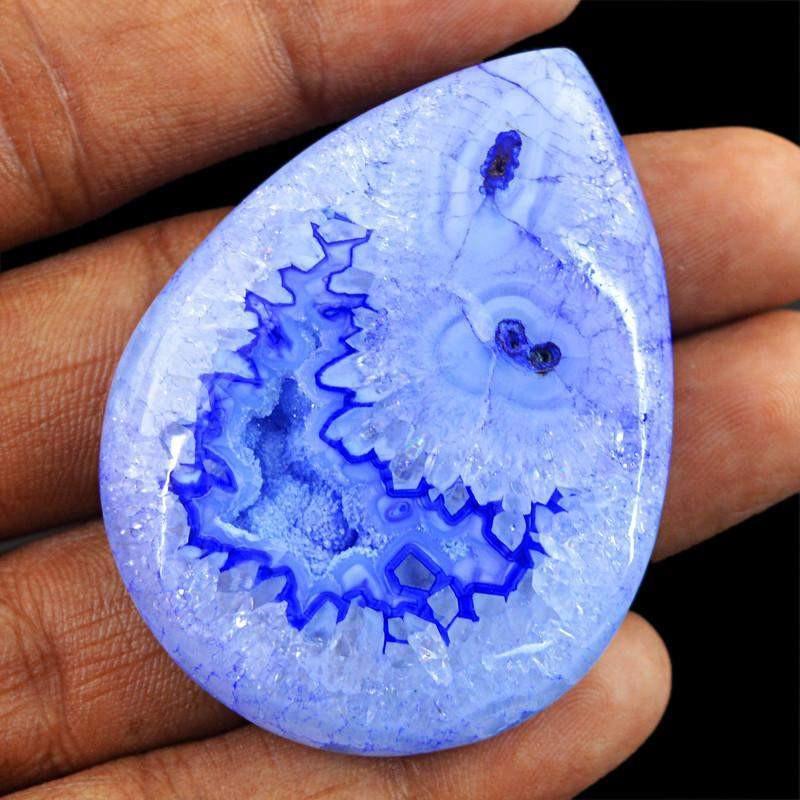 gemsmore:Natural Blue Druzy Onyx Pear Shape Gemstone