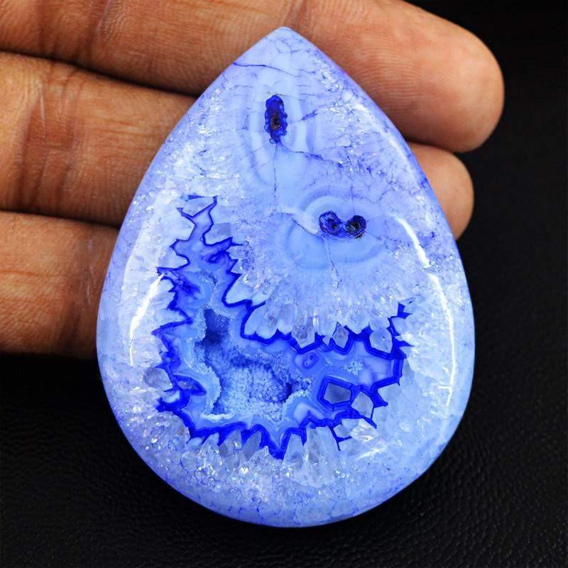gemsmore:Natural Blue Druzy Onyx Pear Shape Gemstone