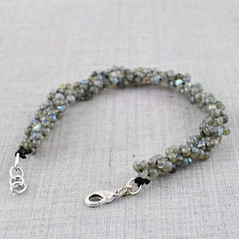 gemsmore:Natural Blue Flash Labradorite Beads Bracelet - Round Shape