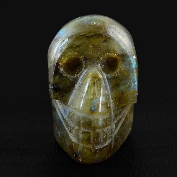 gemsmore:Natural Blue Flash Labradorite Carved Skull Gemstone