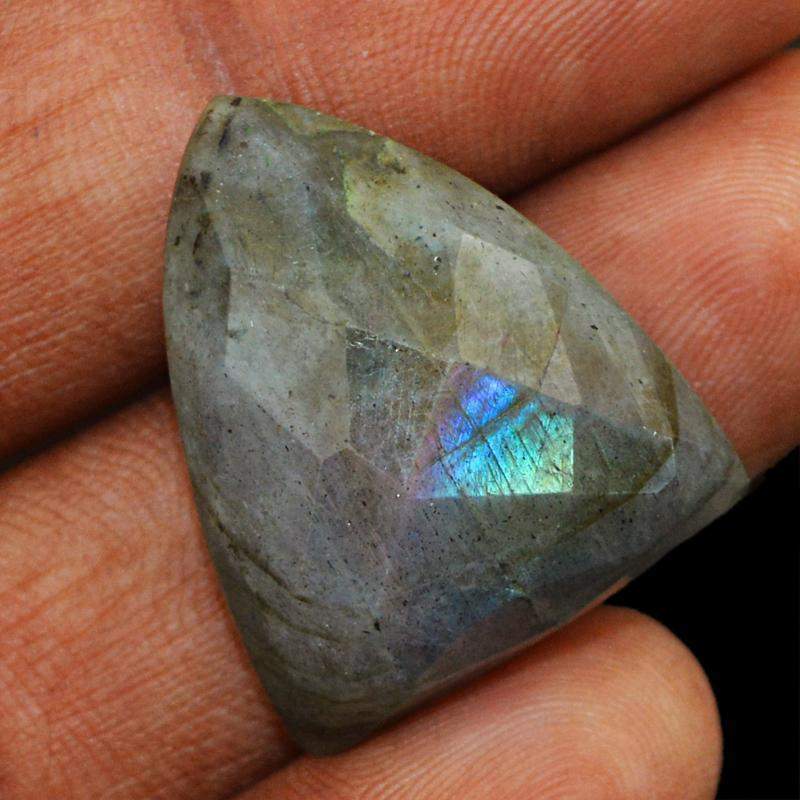 gemsmore:Natural Blue Flash Labradorite Checkered Cut Unheated Gemstone