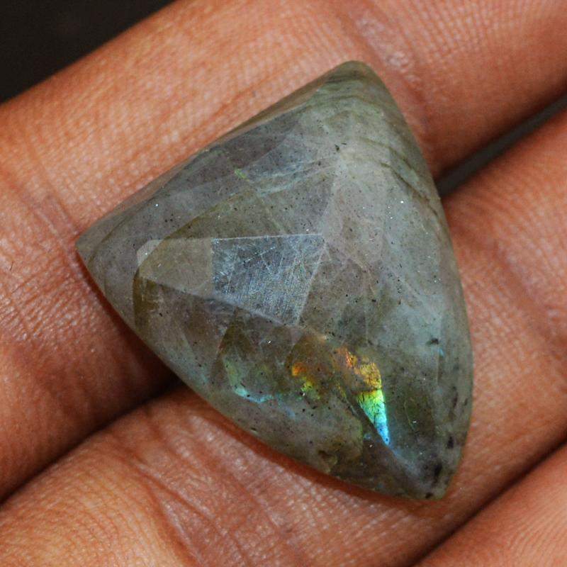 gemsmore:Natural Blue Flash Labradorite Checkered Cut Unheated Gemstone
