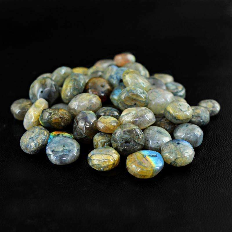 gemsmore:Natural Blue Flash Labradorite Drilled Beads Lot Round Shape